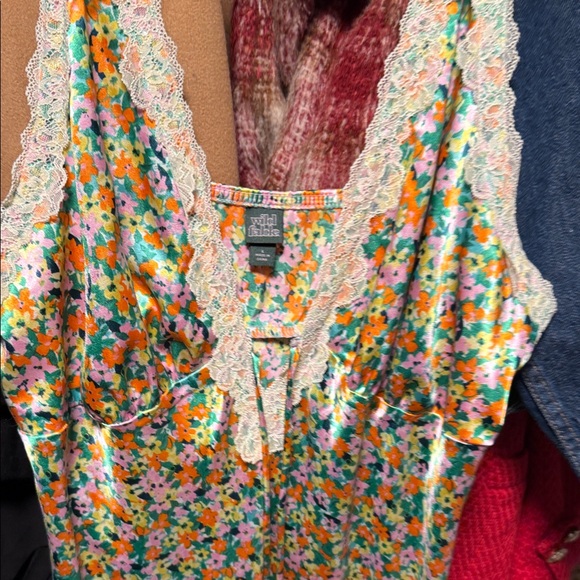 wild fable Yellow Floral Maxi Dress with Cream Lace - Picture 2 of 4